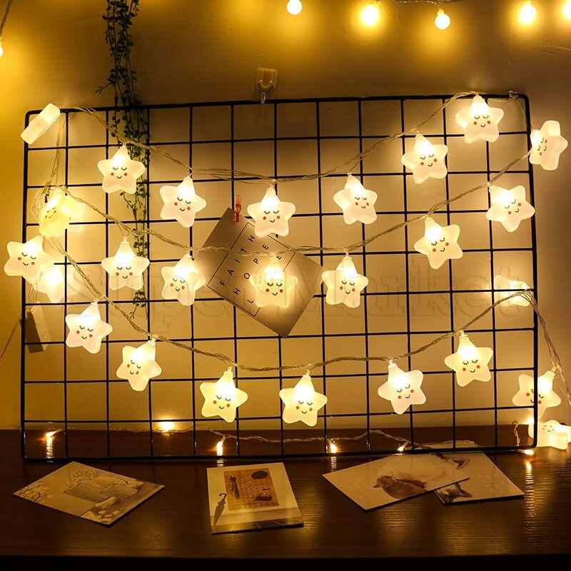 Dây Đèn LED Hình Ngôi Sao / Mặt Cười / Mặt Cười Độc Đáo Trang Trí Nhà Cửa