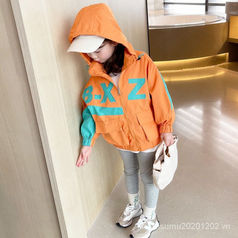 Áo Khoác Gió Có Nón Dáng Rộng Phong Cách Hàn Quốc Thời Trang Mùa Xuân Mới Cho Bé Gái