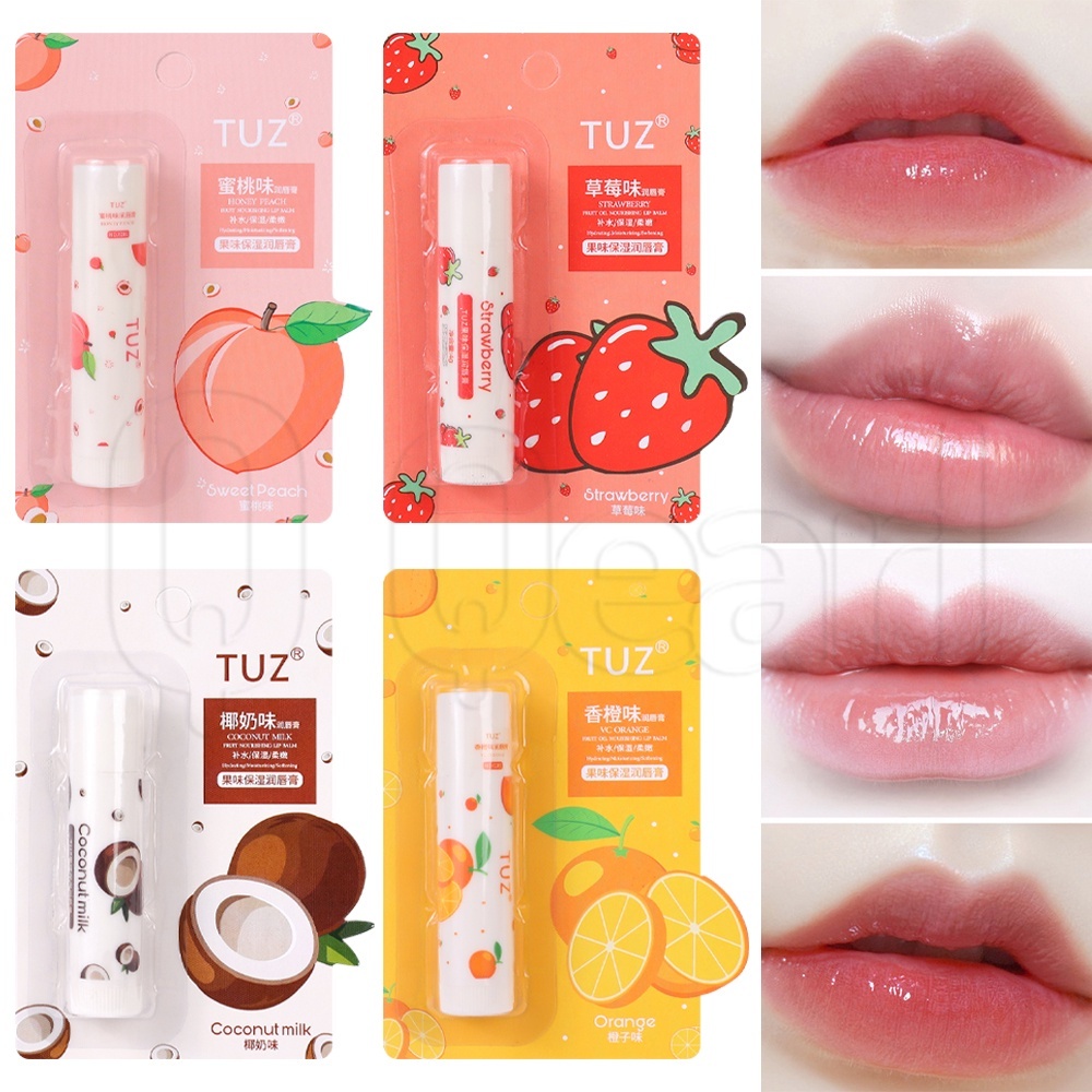 Son Dưỡng Môi Trong Suốt Hương Trái Cây / Đào / Dừa / Cam Không Màu Dưỡng Ẩm Lâu Trôi