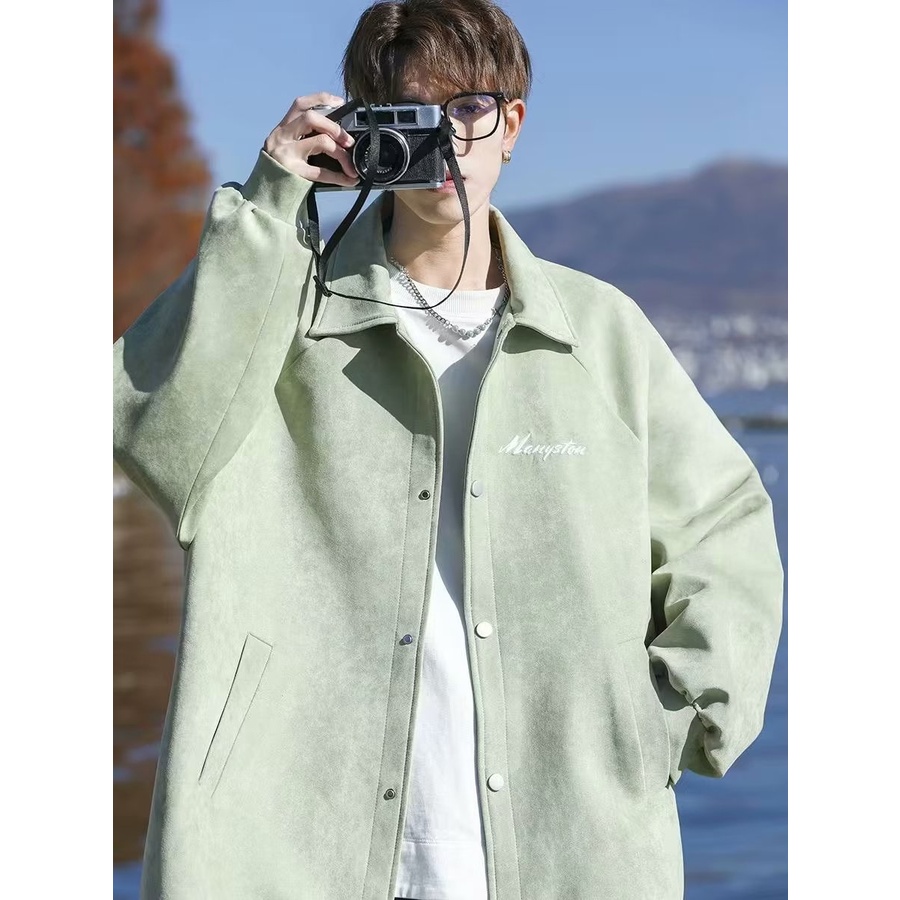 Áo Khoác Da Lộn Dáng Rộng Thời Trang Retro Đường Phố Cá Tính Cho Nam