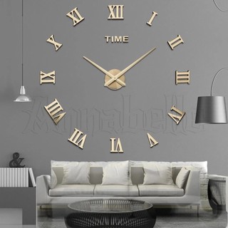 Đồng hồ dán tường mặt gương acrylic 3d cỡ lớn 15 * 10cm tự dính diy