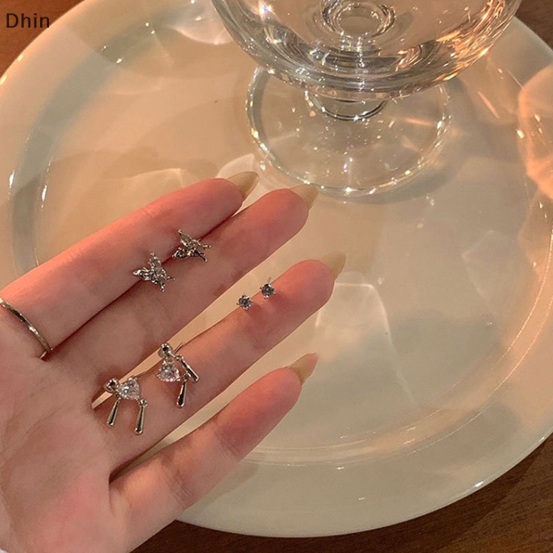 Bộ 6 Khuyên Tai Tròn Màu Bạc Phong Cách Vintage Thời Trang Cho Nữ Y2K