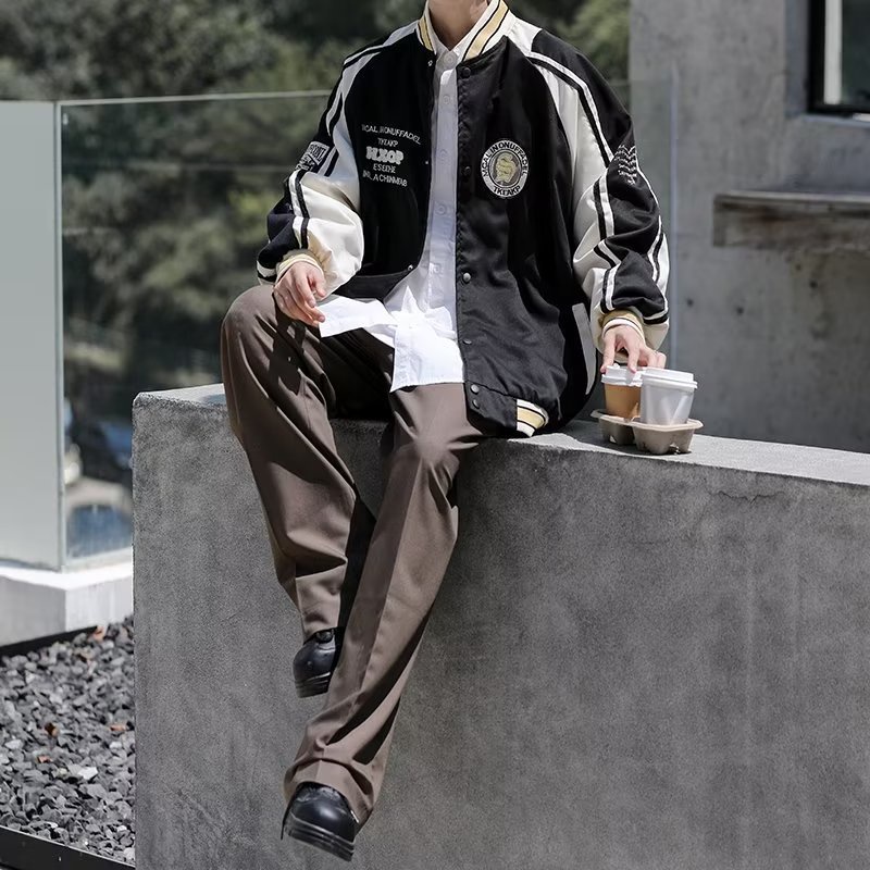 Áo Khoác Bóng Chày Tay Dài Thêu Khối Màu Sắc retro Mỹ Dành Cho Nam Nữ