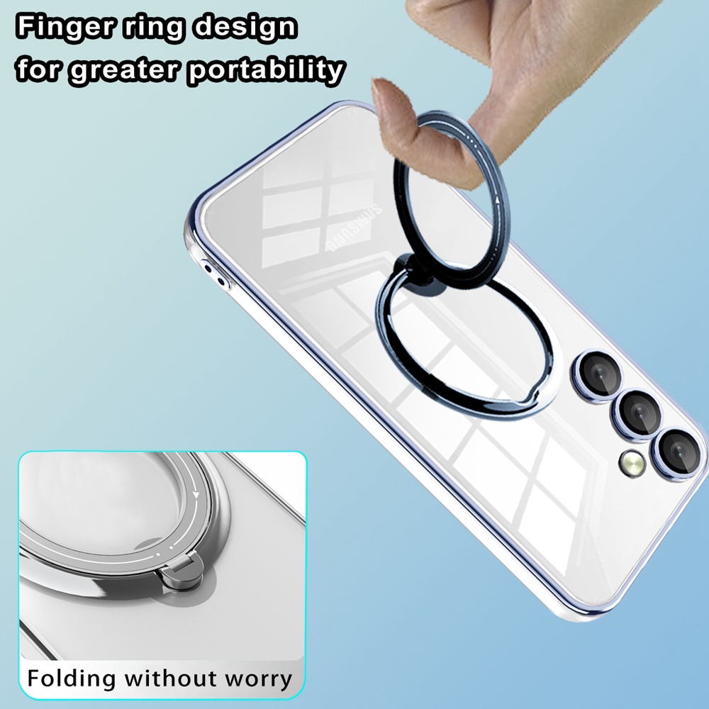 Ốp Điện Thoại TPU Trong Suốt Mạ Màu Có Vòng Đỡ Bảo Vệ Camera Cho Samsung Galaxy A54 A34 5G A24 A14 LTE A04S