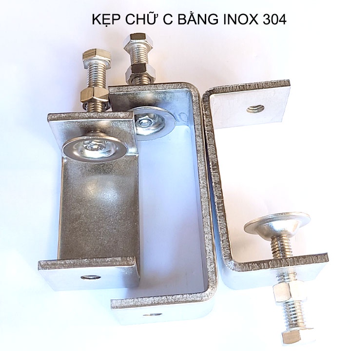 01 Kẹp chữ C bằng inox 304 không gỉ, dày dặn chắc chắn dùng cho nghề mộc