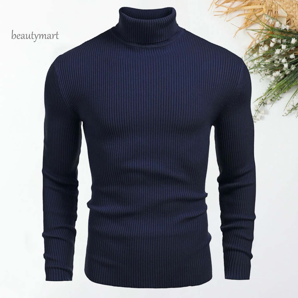 Áo Sweater Dệt Kim Cổ Cao Ôm Dáng Co Giãn Chống Dầu Thời Trang Thu Đông Cho Nam