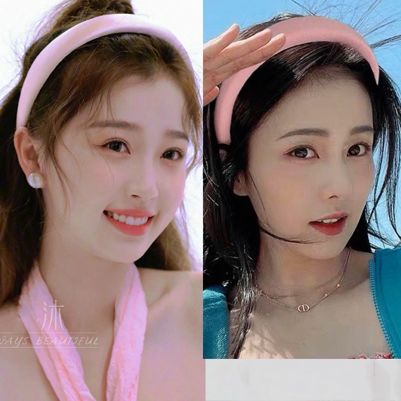 Băng Đô Cài Tóc Bản Rộng Màu Hồng Thời Trang Cho Búp Bê Barbie