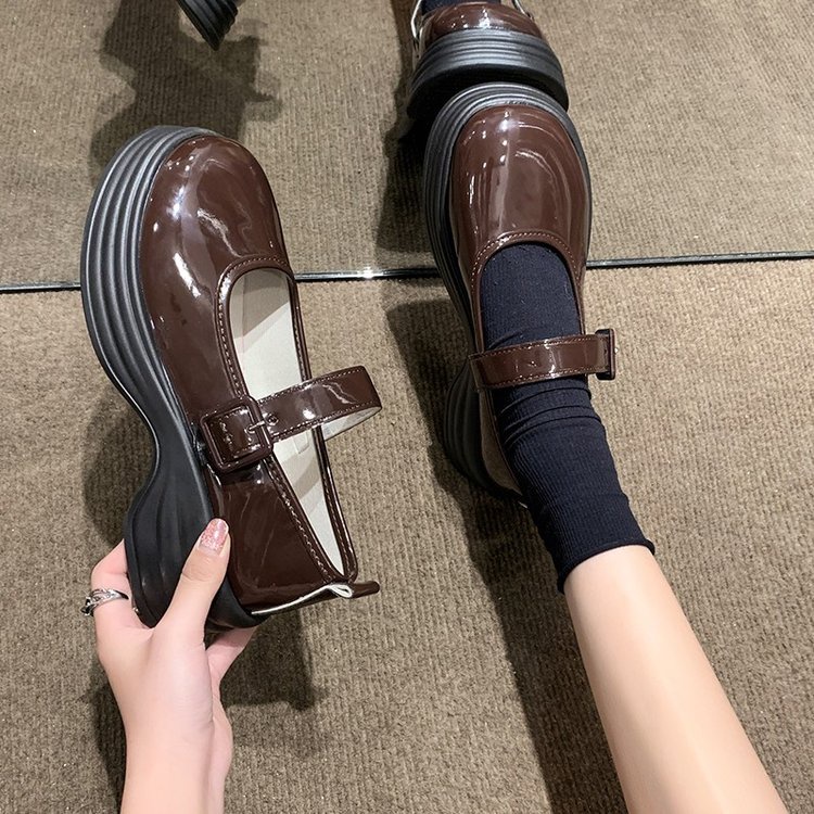 Giày Da Đế Dày Phong Cách Anh Quốc Thời Trang Mùa Hè Cho Nữ