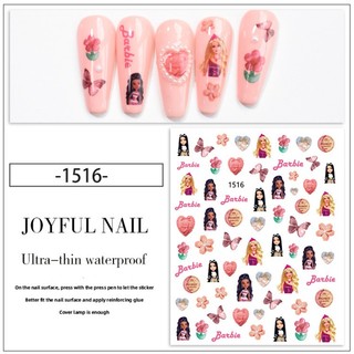Sticker Dán Móng Hình Búp Bê Barbie Dễ Thương