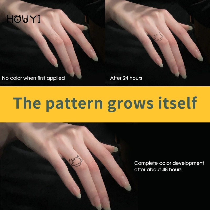 Miếng Dán Hình Xăm Tạm Thời / Hình Học Họa Tiết Hoạt Hình Màu Đen Chống Nước Dùng Một Lần DIY