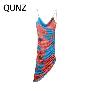 Qunz Đầm Lụa In Họa Tiết Gấp Gọn Thời Trang 8830