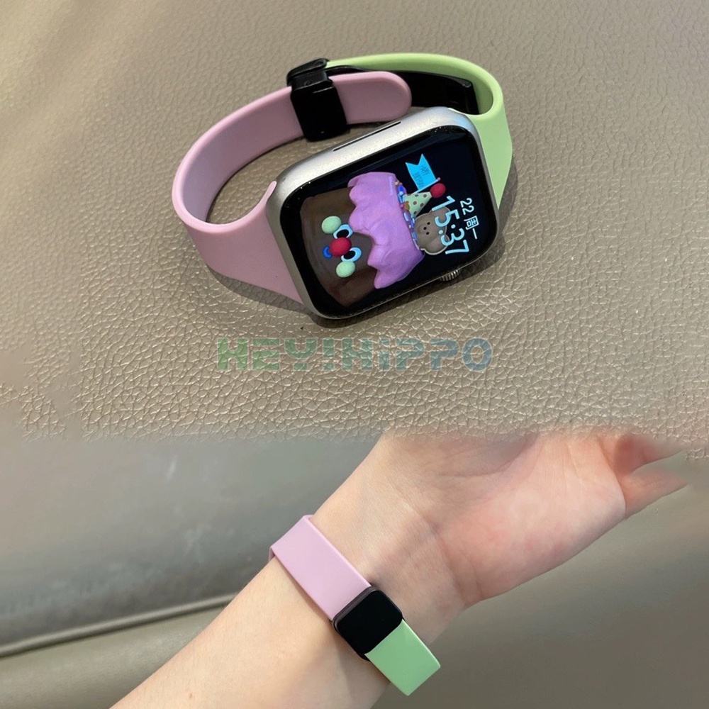 Dây Đeo silicone Khóa Nam Châm Gấp Được Cho Đồng Hồ Thông Minh iwatch 45 / 44 / 42 / 41 / 40 / 49 / 38mm series 8 / 7 / 6 / 42 / 41 / 40 / 49
