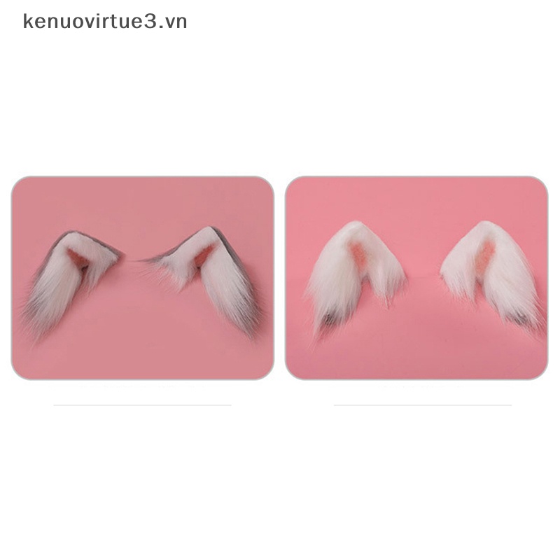 Kẹp Tóc Hình Tai Mèo Phối Lông Hóa Trang Lolita