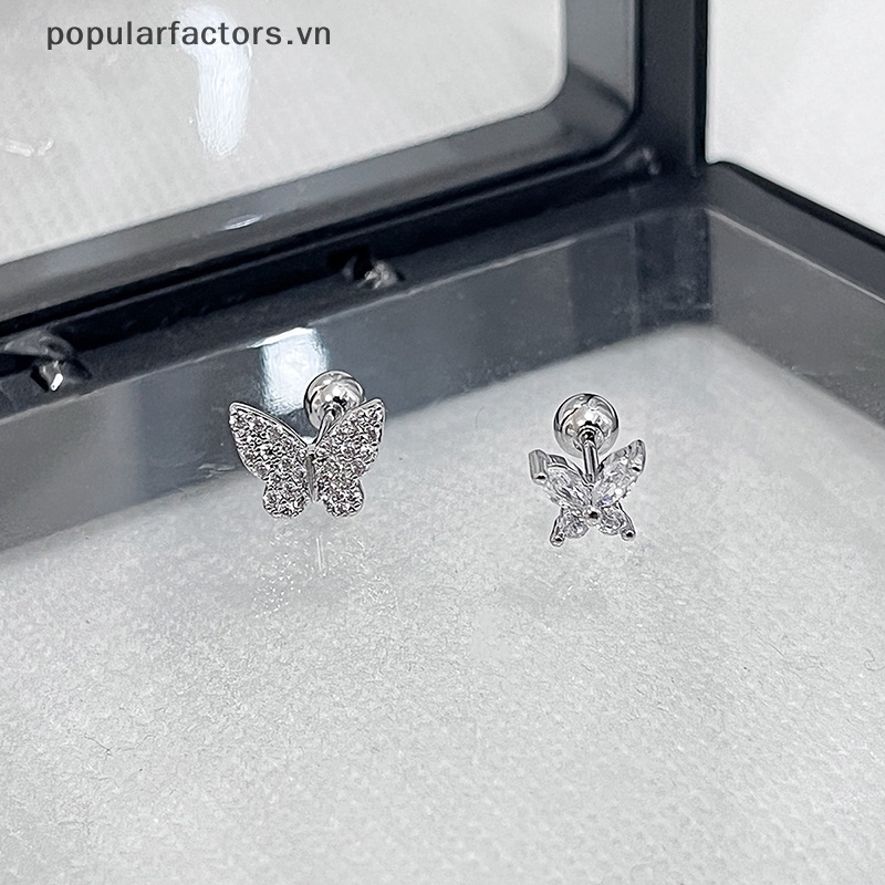 1 Khuyên Tai Xoắn Ốc Hình Bướm Đính Đá Zircon Tinh Tế Cho Nữ