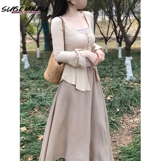 Sugemiusi Bộ Áo Cardigan Dây Không Đều Kèm Chân Váy Lửng Dài Vừa Vặn Mùa Xuân Phong Cách Mới Cho Nữ