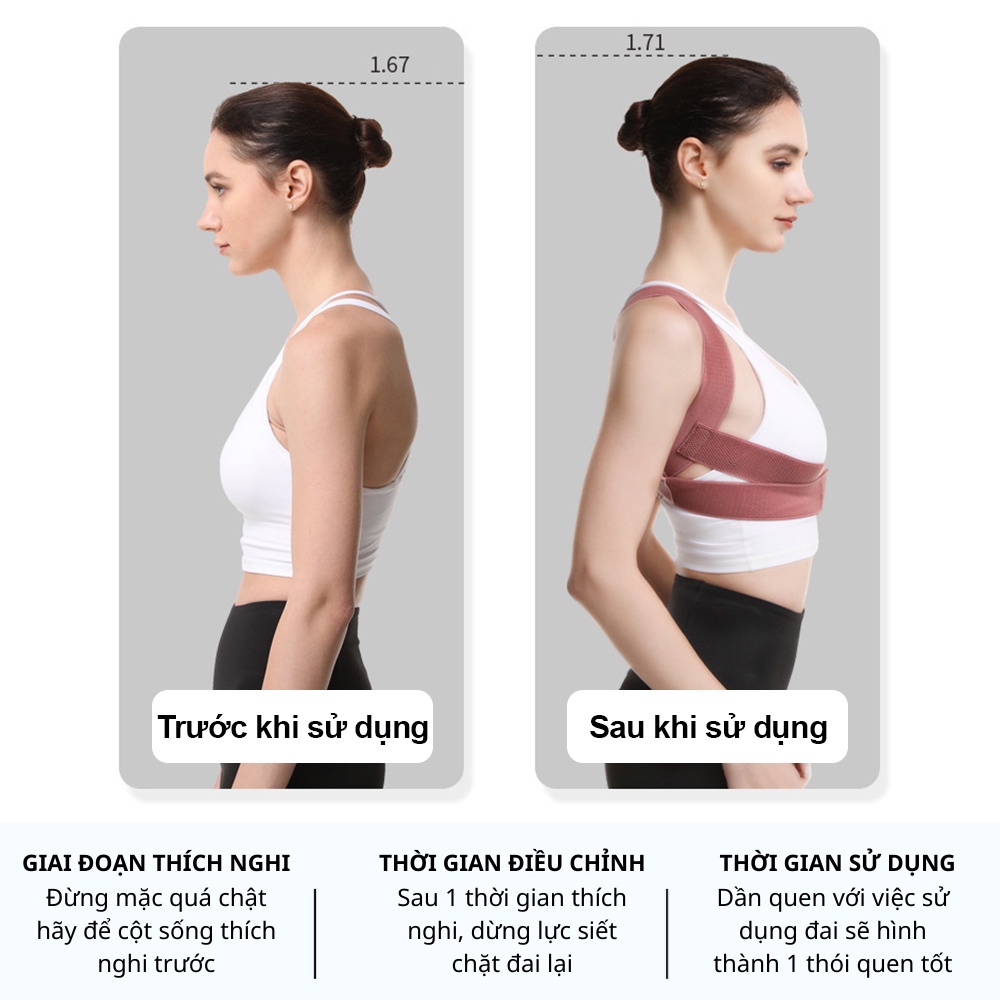 Đai Chống Gù Lưng Bảo Vệ Vòng 1, Định Hình Cột Sống Hỗ Trợ Nhảy Dây Vải Thun Co Giãn Thoáng Khí, Thích Hợp Cho Nam Nữ