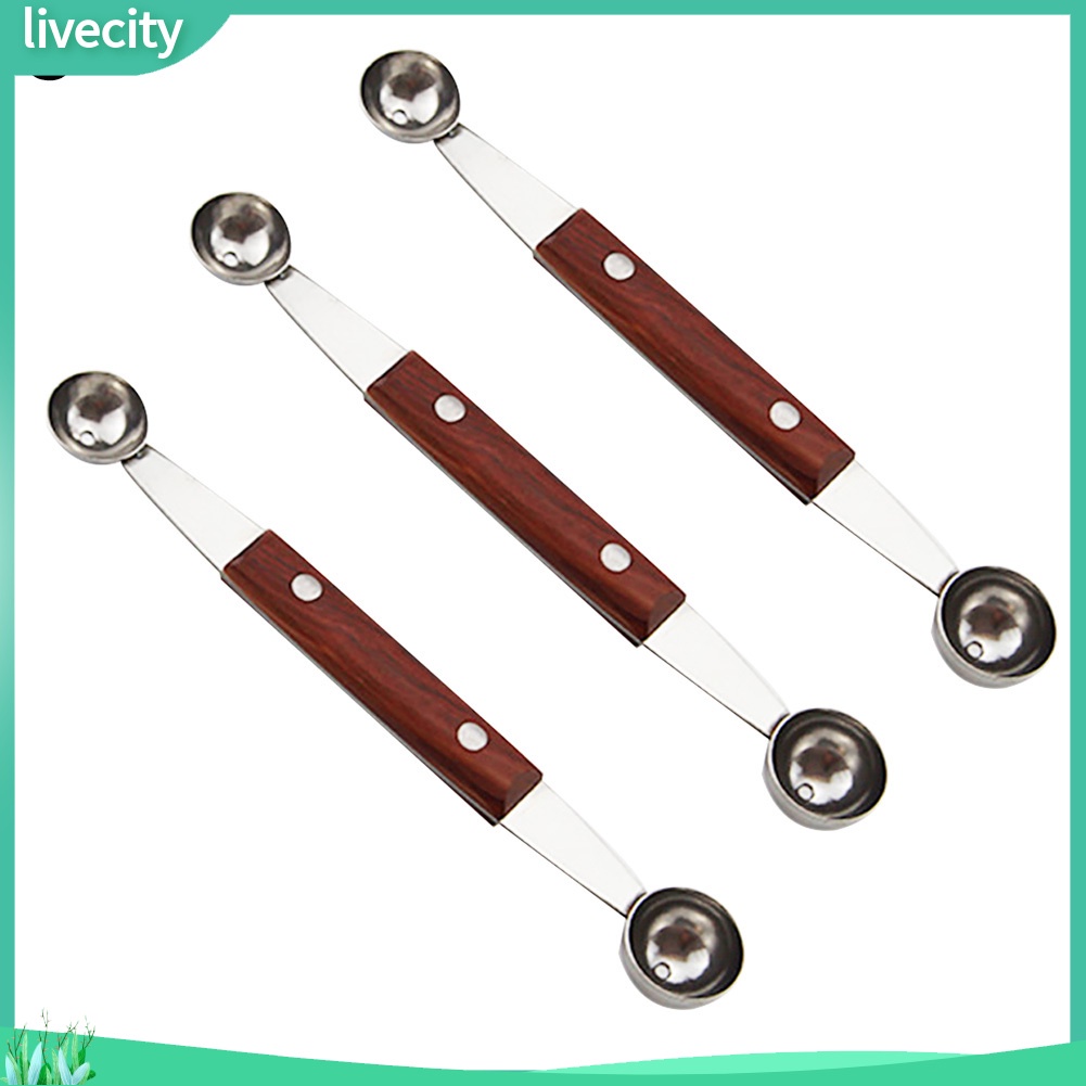 3 cái bằng thép không gỉ double-end melon baller fruit spoon ice cream dessert scoop
