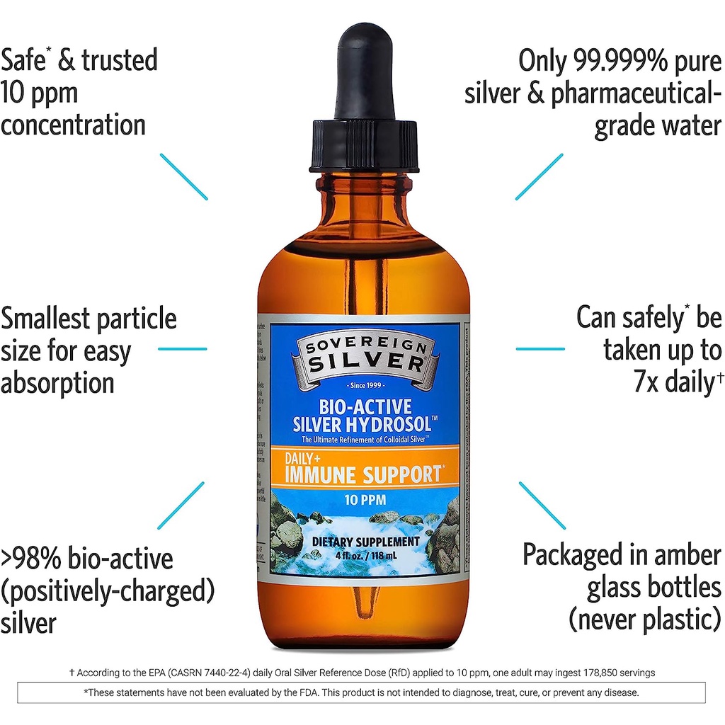 Keo bạc Sovereign silver Bio-Active Silver Hydrosol for Immune Support 118ml