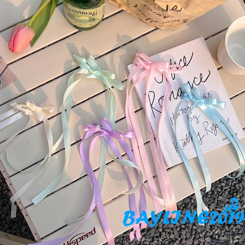 Bay-kẹp tóc tua ruy băng bowknot ruy băng dài nơ tóc kẹp bên hông kẹp tóc barrettes cho phụ nữ cô gái trẻ em kẹp tóc quà tặng