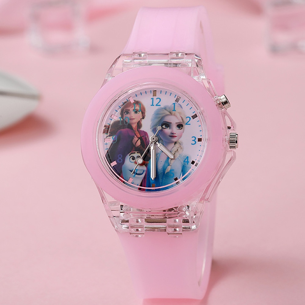 Frozen cartoon kid's waterproof watch đồng hồ led light luminous silicone watch nữ hoàng băng giá elsa / anna / hello kitty luminous glow girls đồng hồ quà tặng cho trẻ em