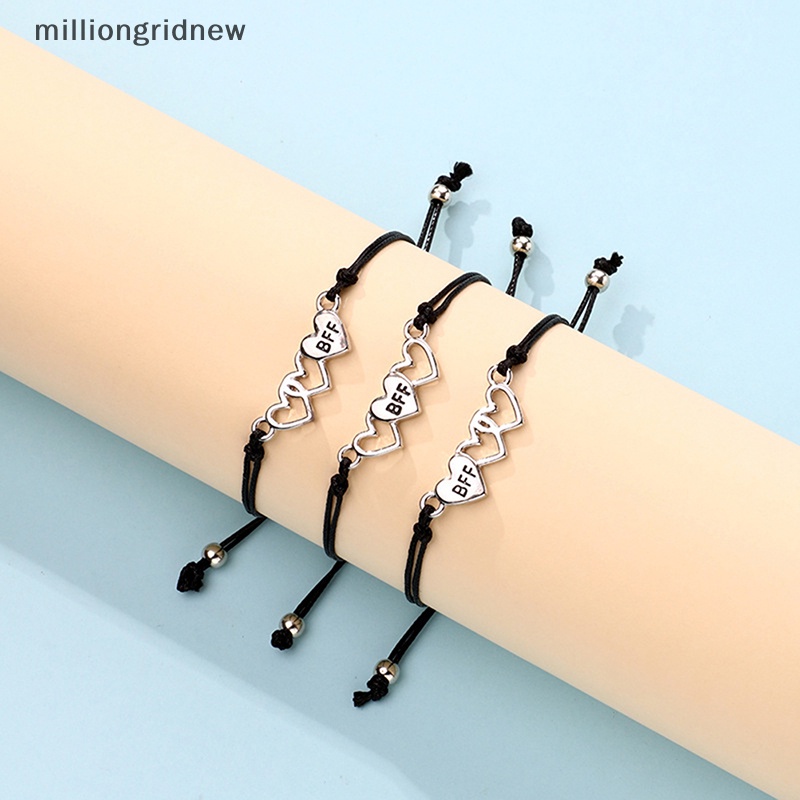 Bộ 3 miếng thời trang vòng tay nam và nữ dây trái tim-hình chữ bff mặt dây chuyền người bạn tốt nhất bff trang sức tình bạn mgn