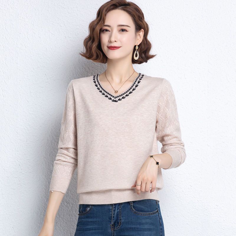 Áo Sweater Dệt Kim Tay Dài Cổ Chữ v Thời Trang Dành Cho Nữ