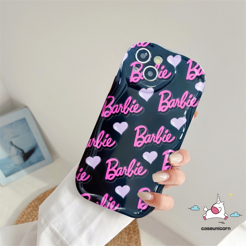 Phim hoạt hình thời trang barbie english letters label stickers case tương thích cho iphone xr 7 6 8 6s plus 14 13 11 12 pro max x xs max se 2020 ốp lưng tpu mềm 3d gợn sóng chống va đập