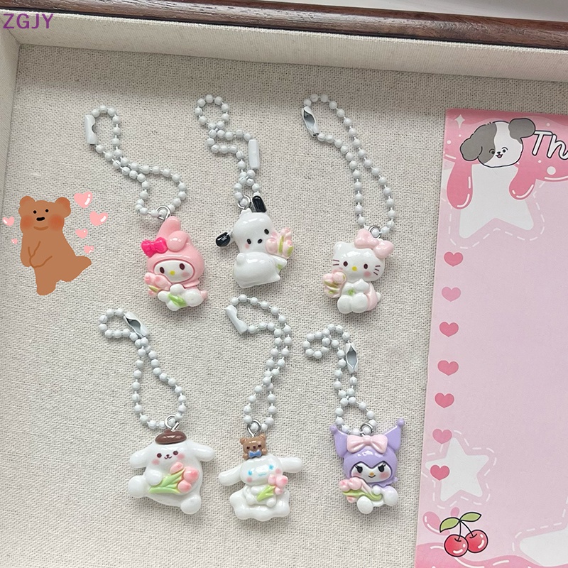 Terokk sanrio anime hello kitty dễ thương resin keychain phim hoạt hình cinnamon dog kuromi melody bag mặt dây chuyền ch earphone case trang trí mới