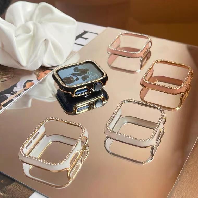 Ốp Bảo Vệ đính đá Không có phim màn hình Cho apple watch 8 7 6 5 4 SE 44MM 41MM 45MM 40MM