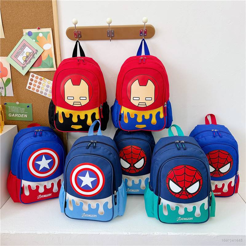 Marvel spider-man iron man ba lô cho học sinh mẫu giáo in dung lượng lớn túi hoạt hình dễ thương đa năng