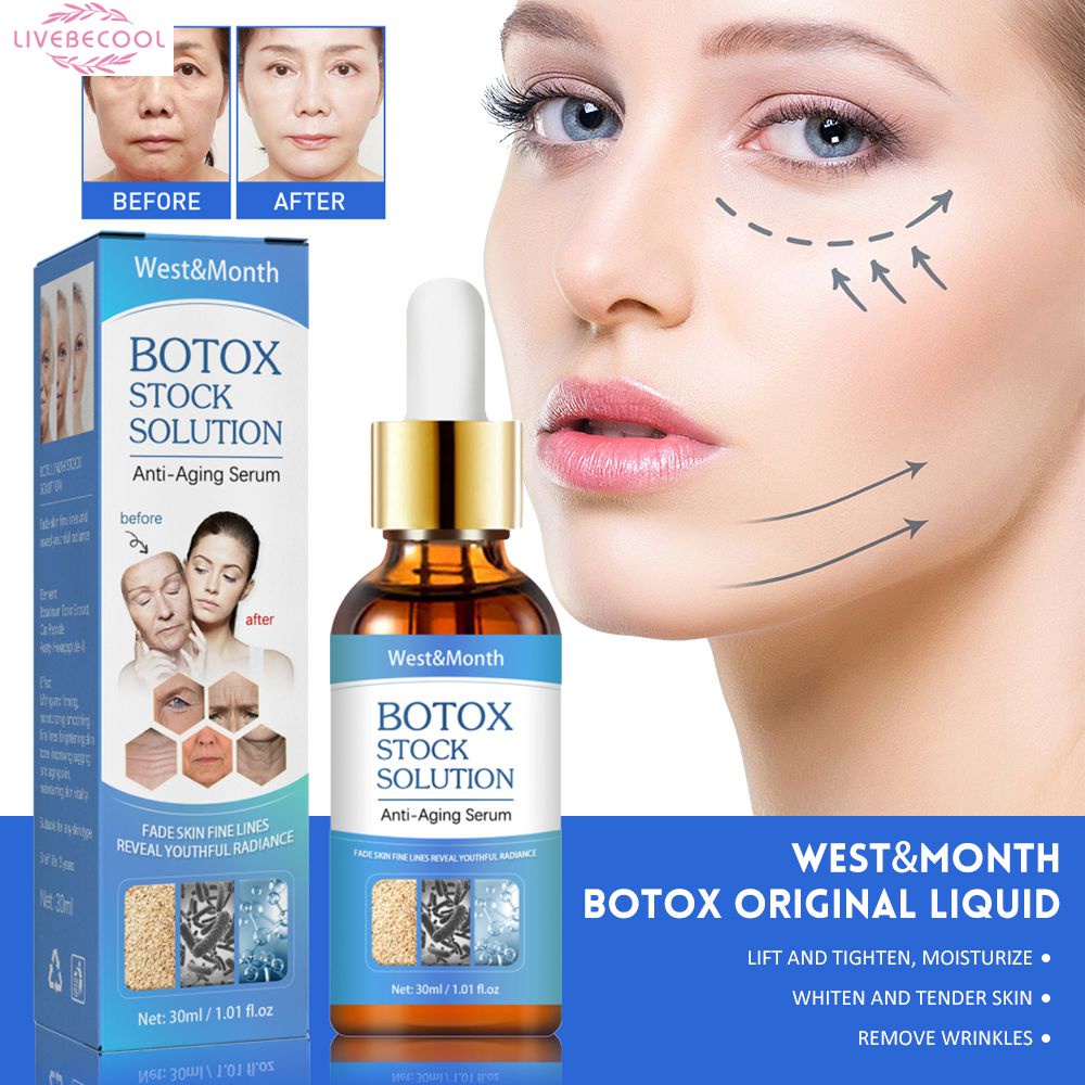 Huyết thanh chống nhăn da mặt West Month Nâng cơ săn chắc Chống lão hóa Làm mờ nếp nhăn Tinh chất Collagen Nuôi dưỡng dưỡng ẩm Chăm sóc da Thu nhỏ lỗ chân lông Tinh chất cho nữ（30ml） livebecool