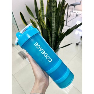 Bình Lắc Codeage, Bình Shaker Codeage, Bình Nước Tiện Dụng Codeage 3 Ngăn Đựng Bột Và Thuốc 500ml
