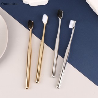 Queenten 1pc bàn chải đánh răng mềm đàn ông phụ nữ bàn chải đánh răng dành cho người lớn bàn chải đánh răng màu vàng bạc bàn chải đánh răng qt