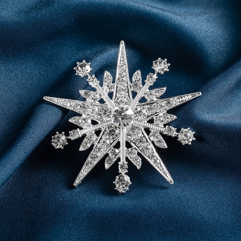 Ghim Cài Áo Hình Bông Tuyết Đính Đá Bằng Hợp Kim Thời Trang