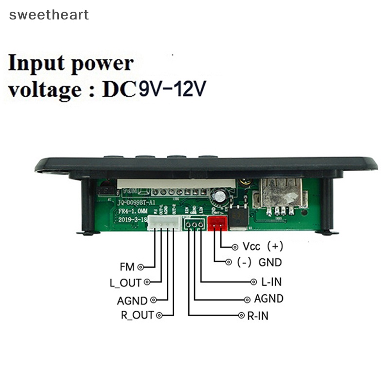 Không dây Bluetooth 5.0 9V-12V MP3 WMA Bảng Giải mã âm thanh xe hơi USB TF FM Đài phát thanh mô-đun Màn hình màu máy nghe nhạc MP3 với điều khiển từ xa mới