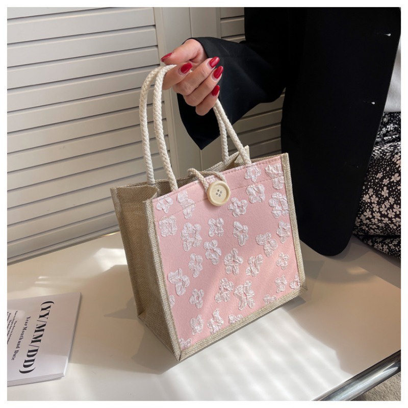 Túi mẹ ngoài trời túi mẹ và bé túi vải lanh cầm tay túi ăn trưa nữ giản dị nhật bản vải lanh sinh viên xách tay túi hộp ăn trưa