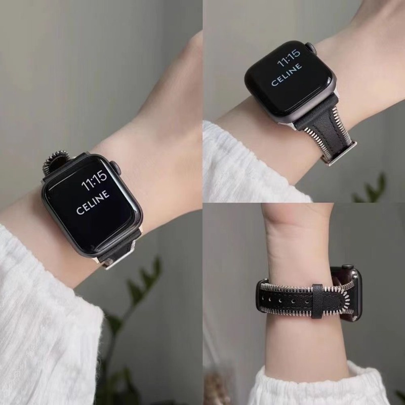 Dây đeo bằng da có dây kéo sáng tạo cho apple watch 8 7 6 se 5 4 3 dây đeo đồng hồ cho iwatch 41mm 40mm 45mm 44mm 42 38 ultra 49mm bracelet