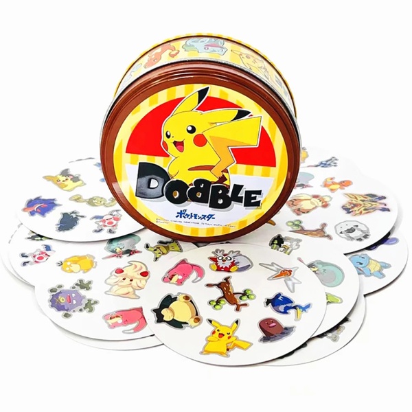 Lin spot it game phim hoạt hình anime dobble pokemon doraemon english cards board game for party kids quà tặng