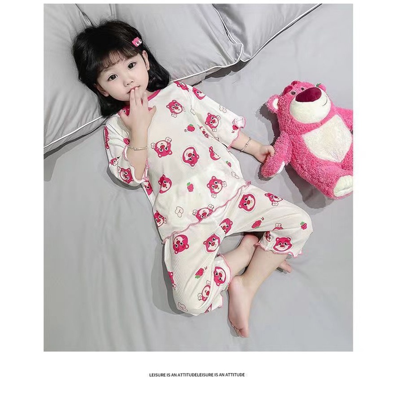 Bộ Đồ Ngủ Hai Mảnh Bằng Lụa Lạnh Mỏng Thời Trang Mùa Hè Kích Thước 90-140CM Dành Cho Bạn Gái