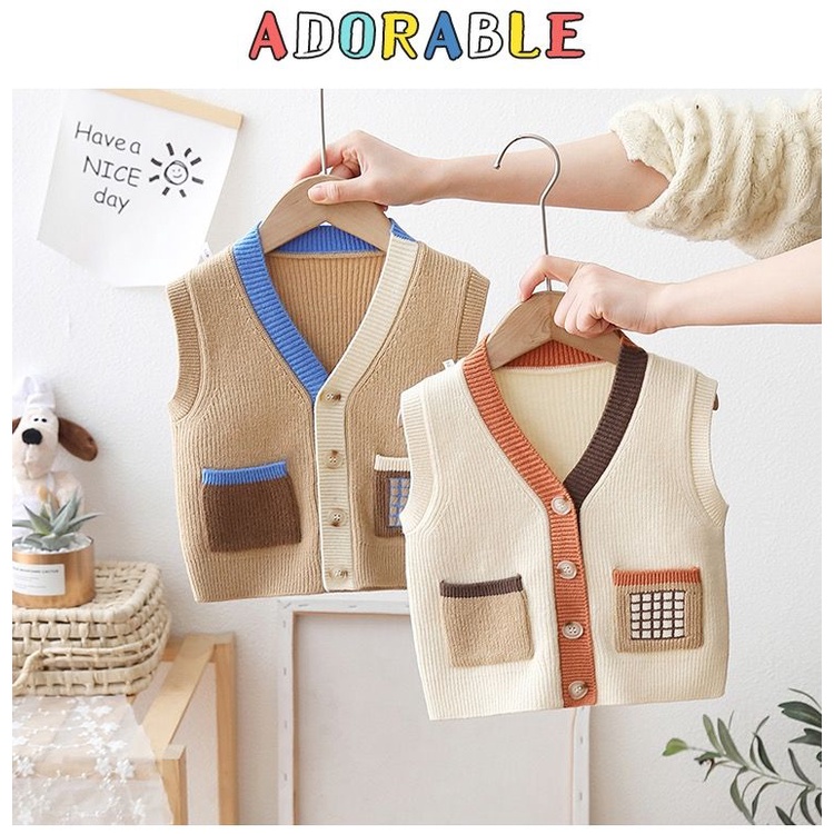 Bé trai áo len vest cardigan thời trang trẻ em áo ghi lê mùa xuân mặc ngoài cho bé 2023 phong cách mới trẻ em áo vest dệt kim