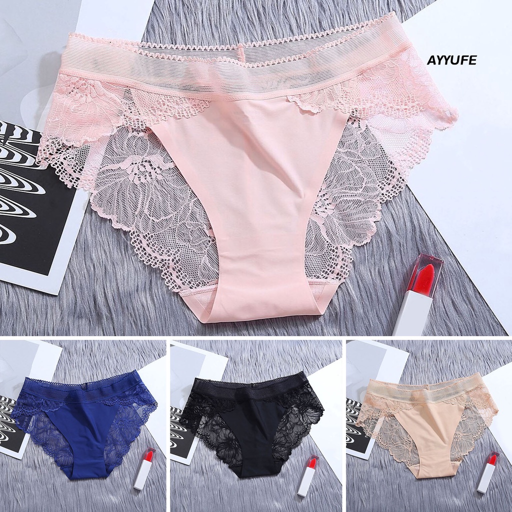 Ayyufe women briefs thoáng khí đàn hồi ren mỏng liền mạch chống sát trùng see-through mid eo phụ nữ quần lót phụ nữ đồ lót