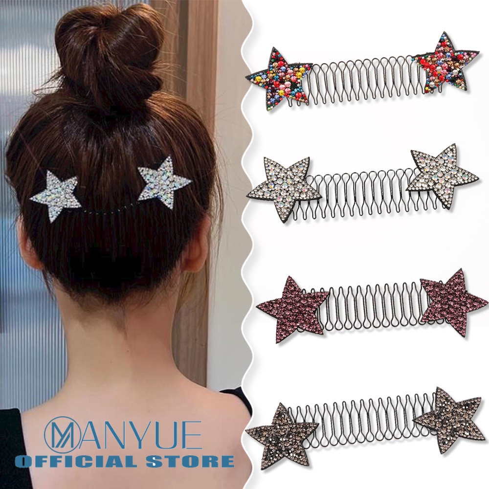 Rhinestone ngôi sao gãy tóc lược kẹp đầu hoàn thiện tạo tác tóc mái bằng lược vô hình kẹp tóc manyue