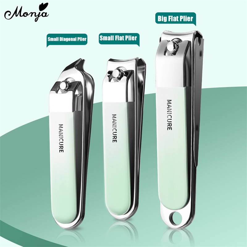 Monja 4 cái / bộ dụng cụ cắt móng tay bằng thép carbon 4 máy cắt màu gradient bằng thép không gỉ nail and toe nail repair trimmer toolkits