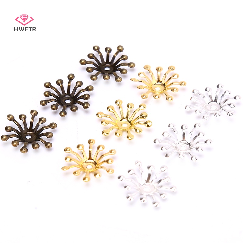 Hwetr 50 cái vintage filigree flower wraps connectors kim loại thủ công mỹ nghệ handmade diy trang sức mới