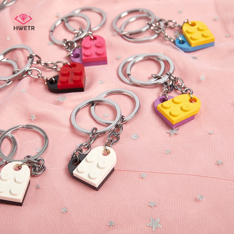 2 Móc khóa HWETR kiểu trái tim xếp hình dễ thương