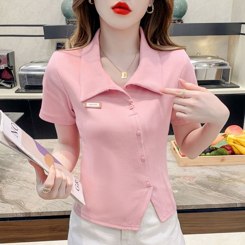 Áo Thun polo Ngắn Tay Dáng Ôm Thiết Kế Xẻ Tà Thời Trang Mùa Hè Hàng Mới Dành Cho