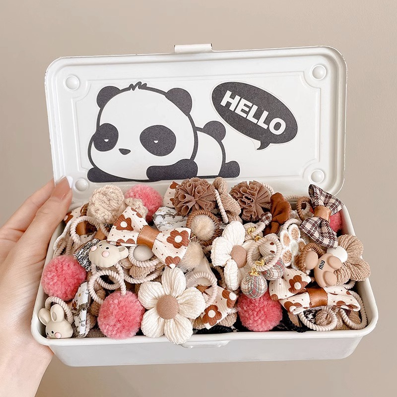 10 cái bộ trẻ em hàn quốc dễ thương buộc tóc cô gái sữa màu cà phê nơ đàn hồi không làm tổn thương tóc dây phụ kiện tóc