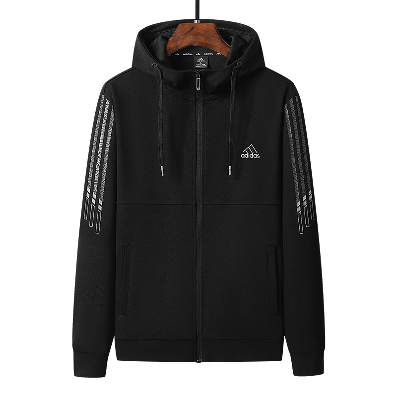 Thêu logo adidas 100% original 360g knit cotton couple jackets quần áo jacket cho nữ áo khoác trơn có zip bomber jacket áo khoác gió có mũ trùm đầu cho nam