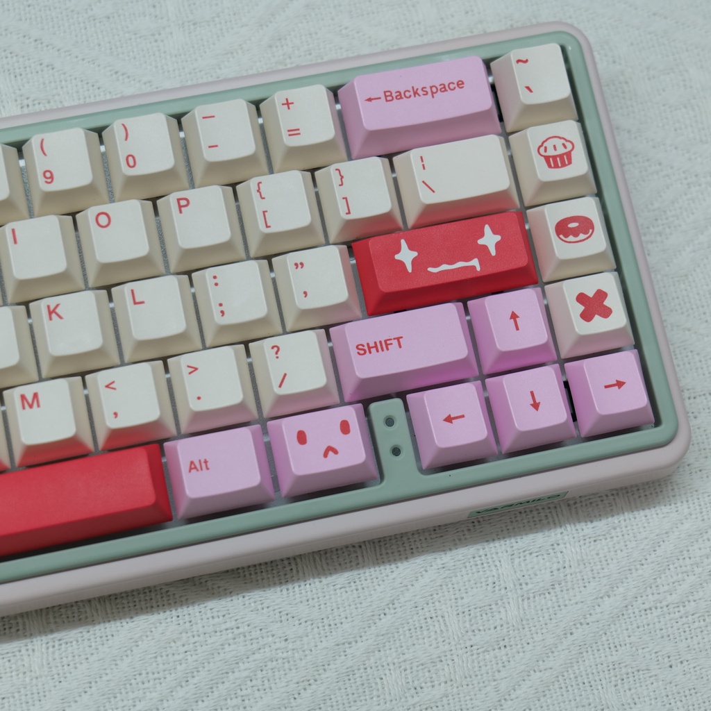 Rim keycaps cherry profile nữ tính màu hồng pbt dye bàn phím cơ phụ keycap