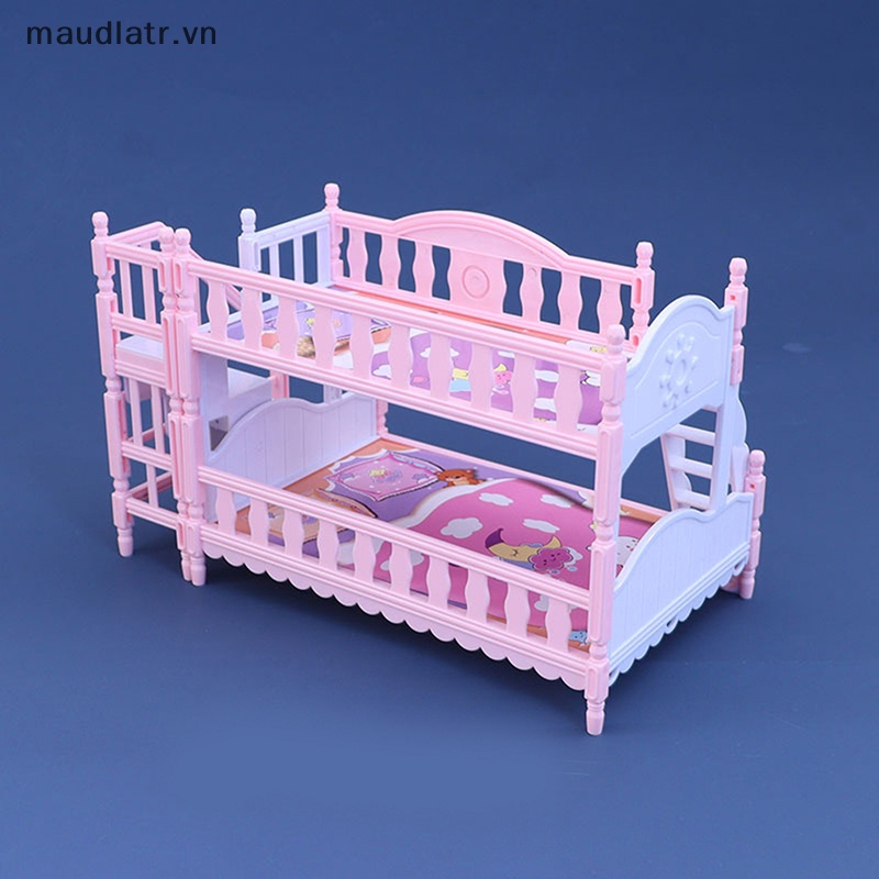 Mm 1:12 nhà búp bê giường đôi mô phỏng đồ nội thất mô hình trang trí vn